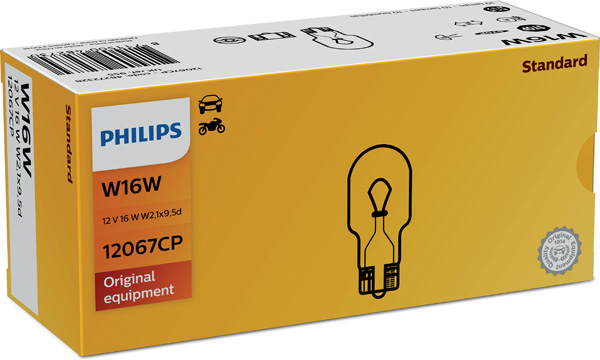 PHILIPS ŽARNICA W16W Standard CP 1/1 48272328 12V 16W W2,1X9,5d - Euroton  avtodeli